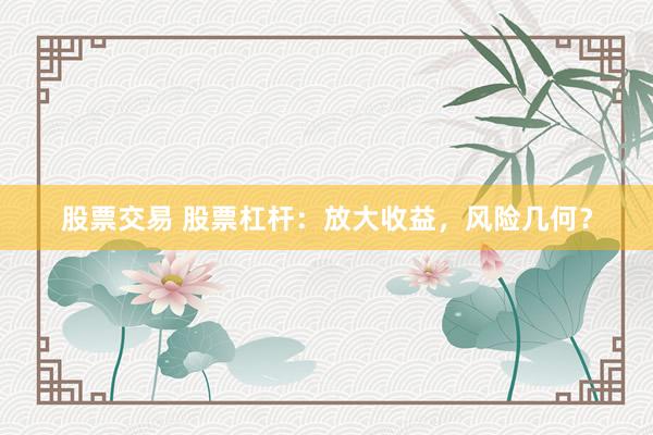 股票交易 股票杠杆：放大收益，风险几何？