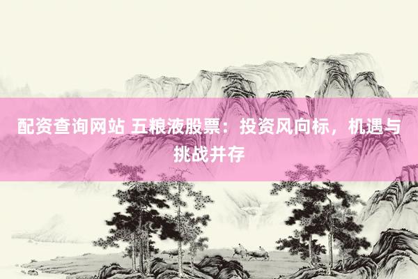 配资查询网站 五粮液股票：投资风向标，机遇与挑战并存