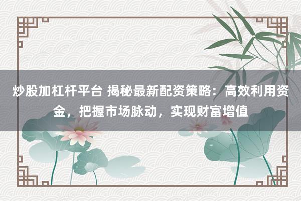 炒股加杠杆平台 揭秘最新配资策略：高效利用资金，把握市场脉动，实现财富增值