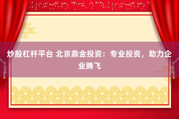 炒股杠杆平台 北京鼎金投资：专业投资，助力企业腾飞