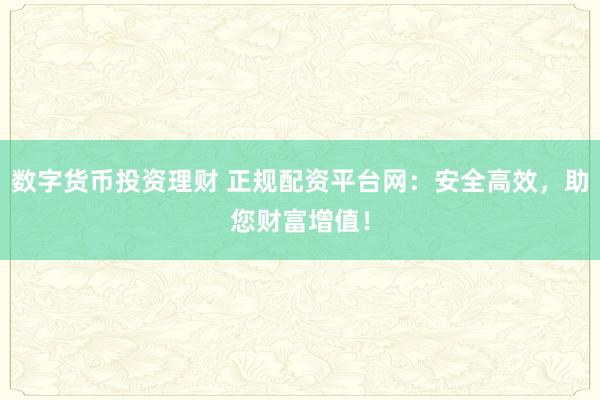 数字货币投资理财 正规配资平台网：安全高效，助您财富增值！