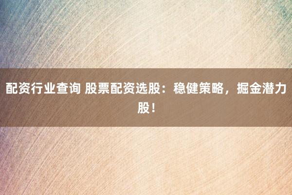 配资行业查询 股票配资选股：稳健策略，掘金潜力股！