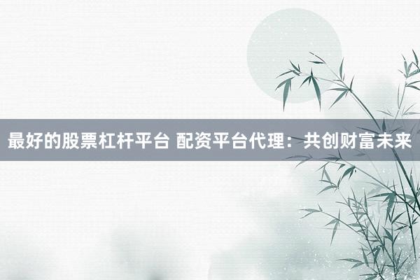 最好的股票杠杆平台 配资平台代理：共创财富未来