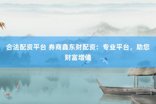 合法配资平台 券商鑫东财配资：专业平台，助您财富增值
