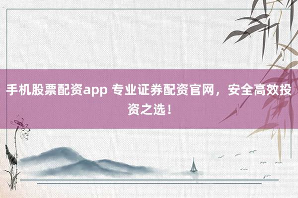 手机股票配资app 专业证券配资官网，安全高效投资之选！